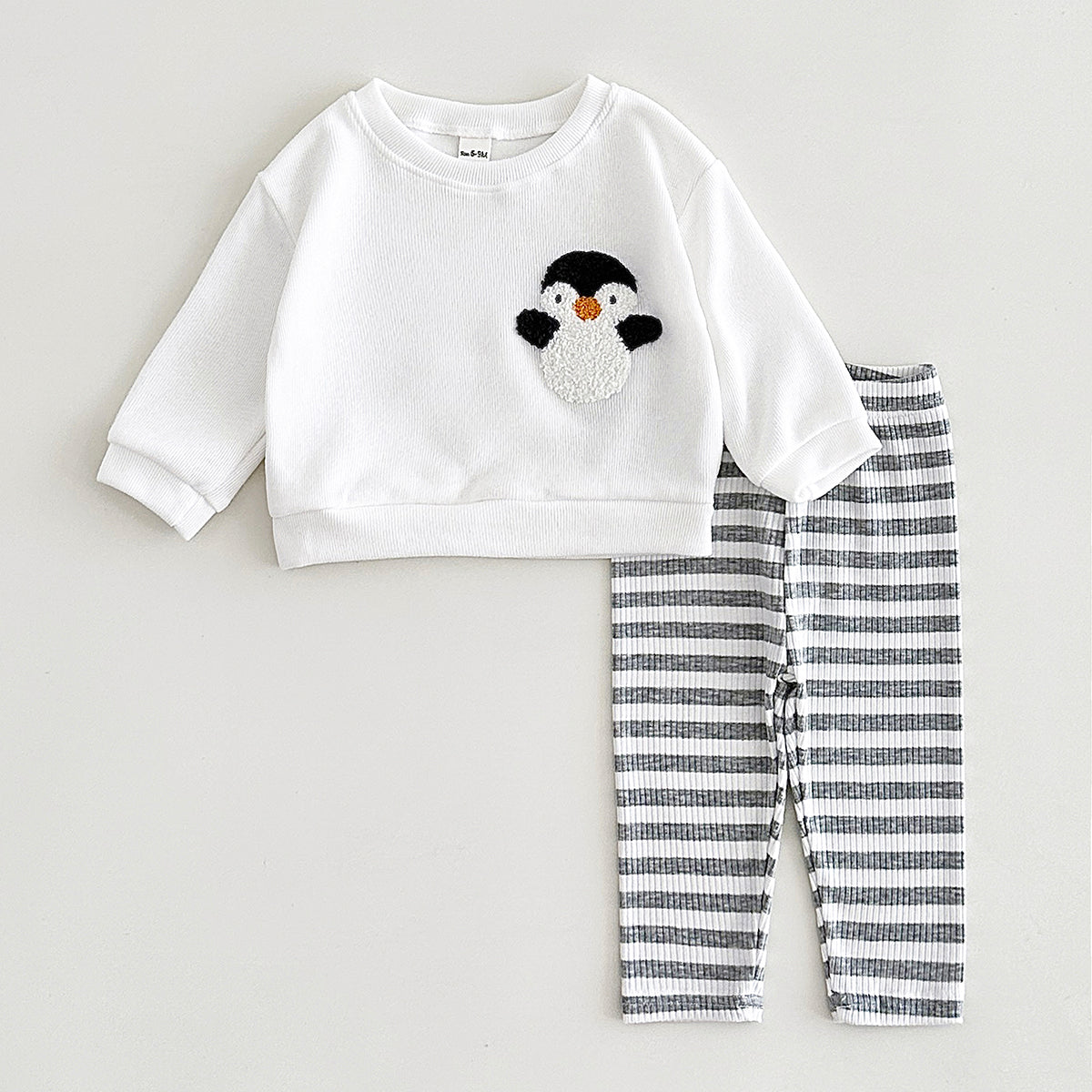 Infant Crew Neck Animal Sweatshirt With Striped Stretch Pants