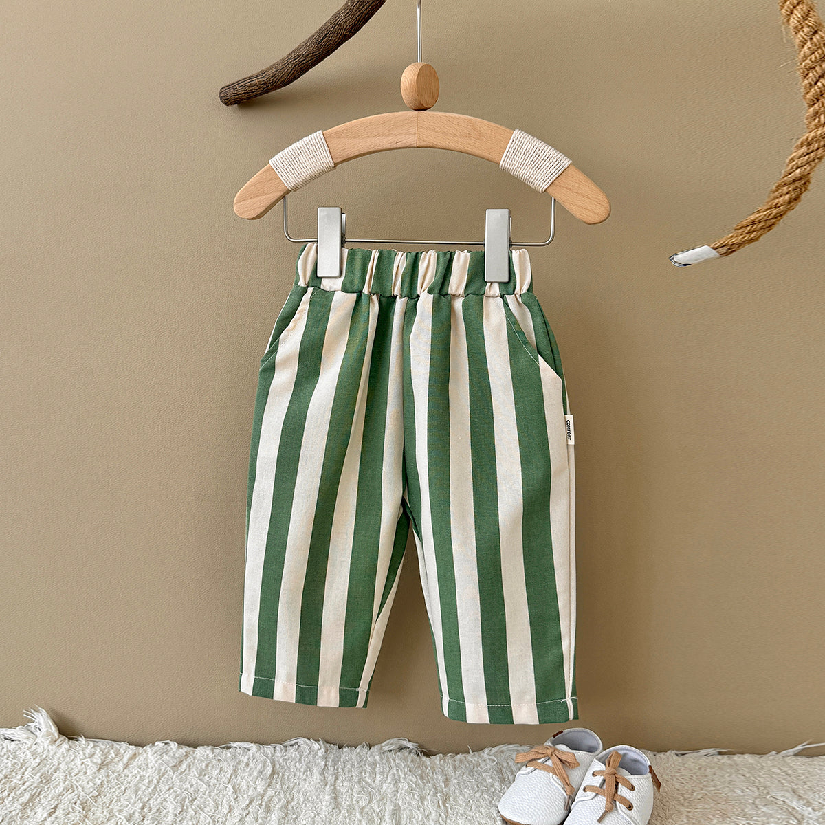 Striped Printed Casual Long Pants for Baby Boys & Girls