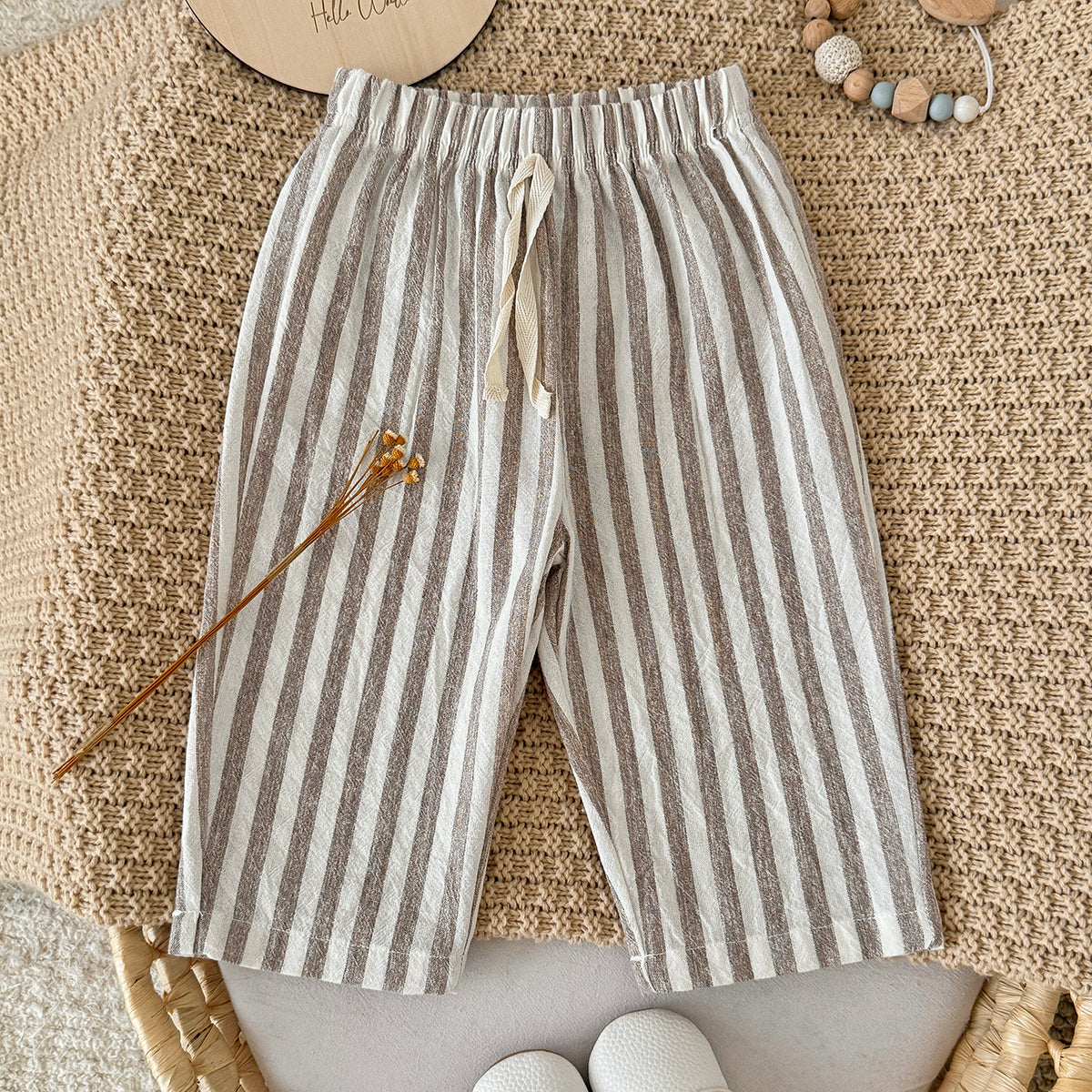 Three-Color Vertical Stripe Casual Pants for Spring Autumn