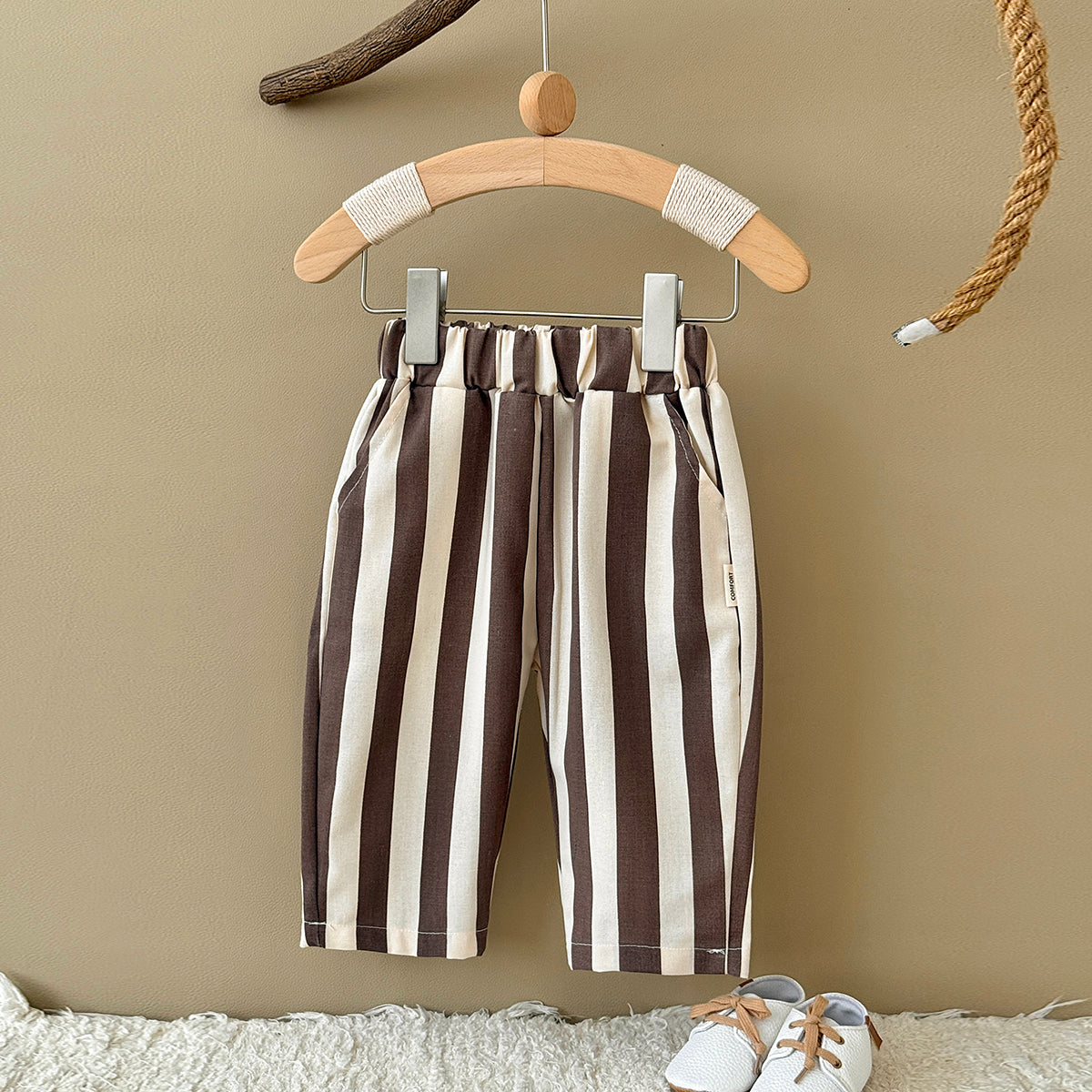 Striped Printed Casual Long Pants for Baby Boys & Girls