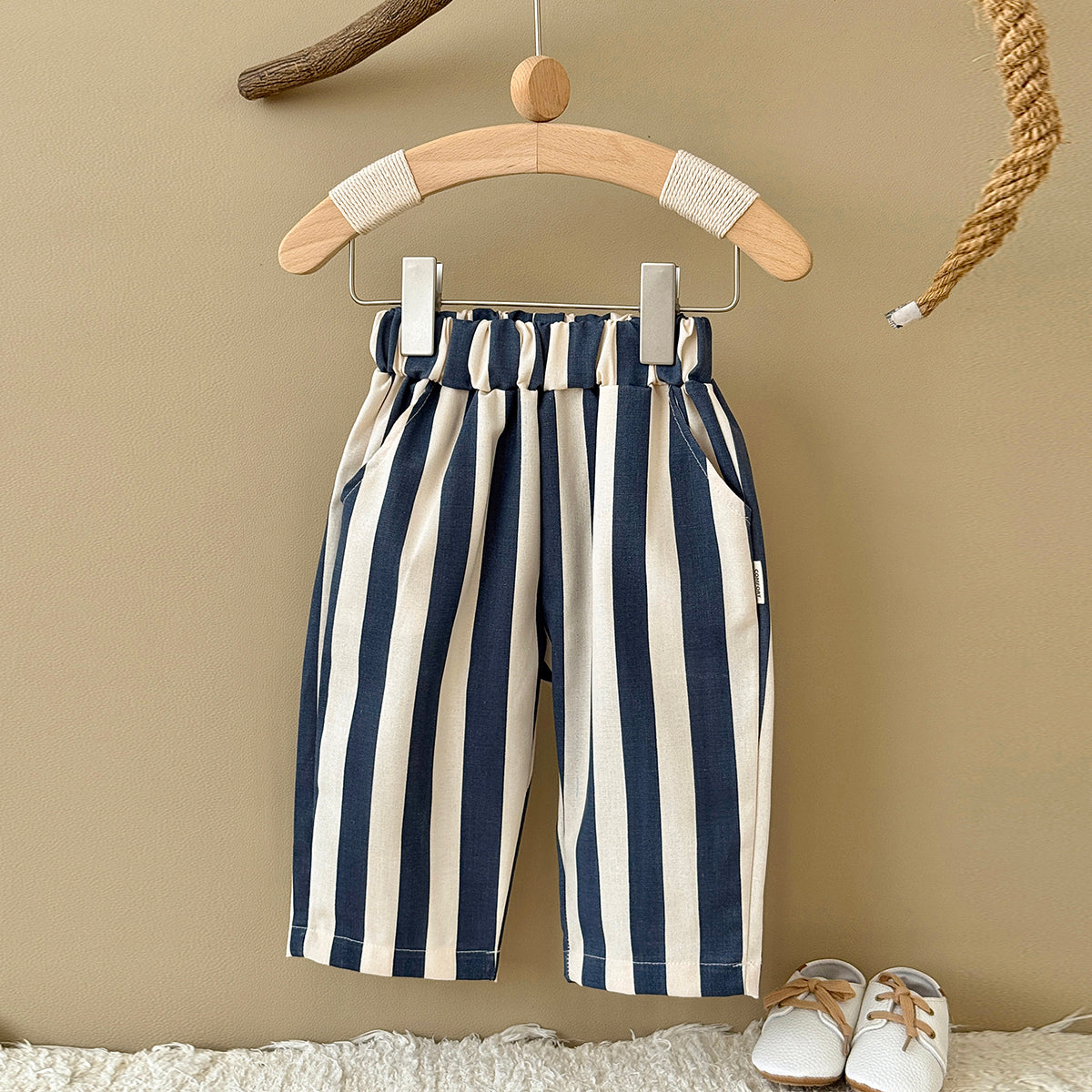 Striped Printed Casual Long Pants for Baby Boys & Girls