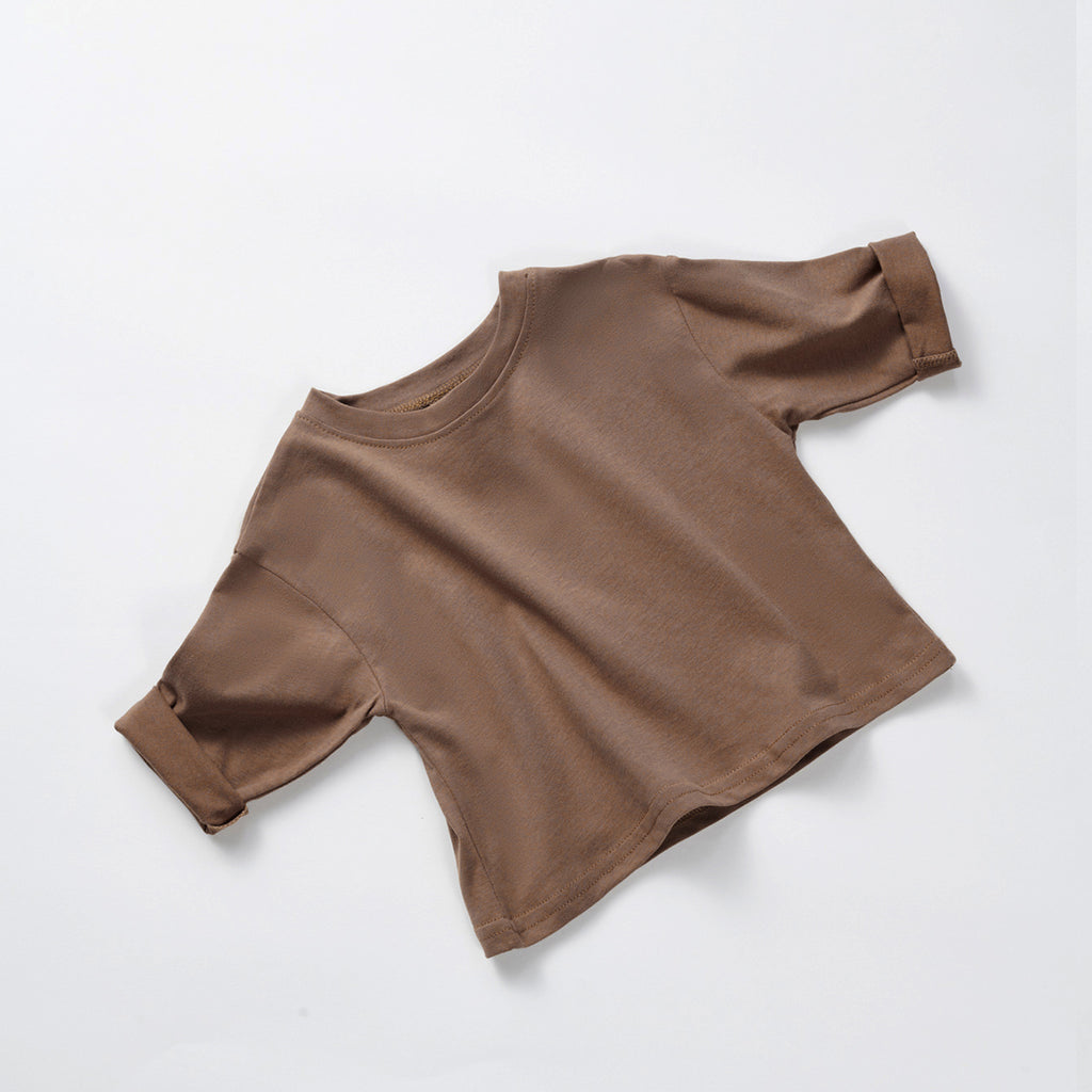 Neutral baby solid color pure cotton long sleeved shirt for 1-3 years old