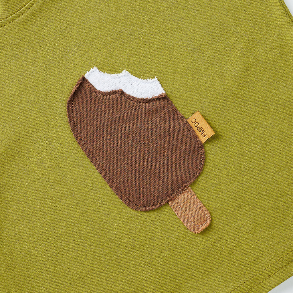 Summer Ice Cream Applique Crew Neck T-shirt