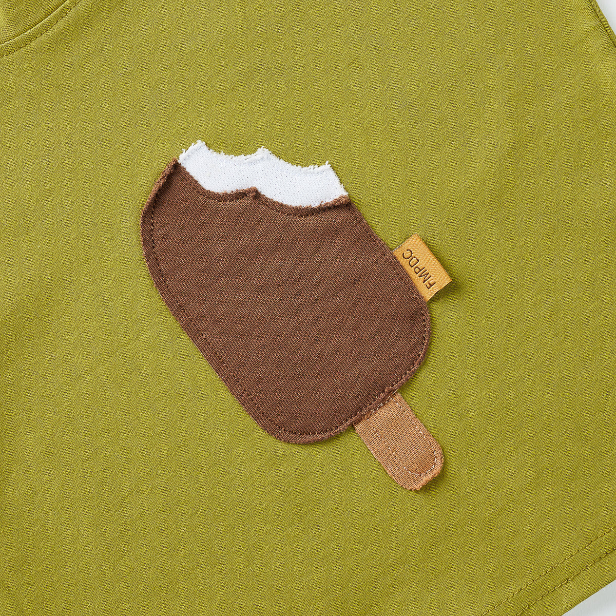Summer Ice Cream Applique Crew Neck T-shirt
