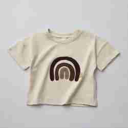 Summer Rainbow Applique Crew Neck T-shirt