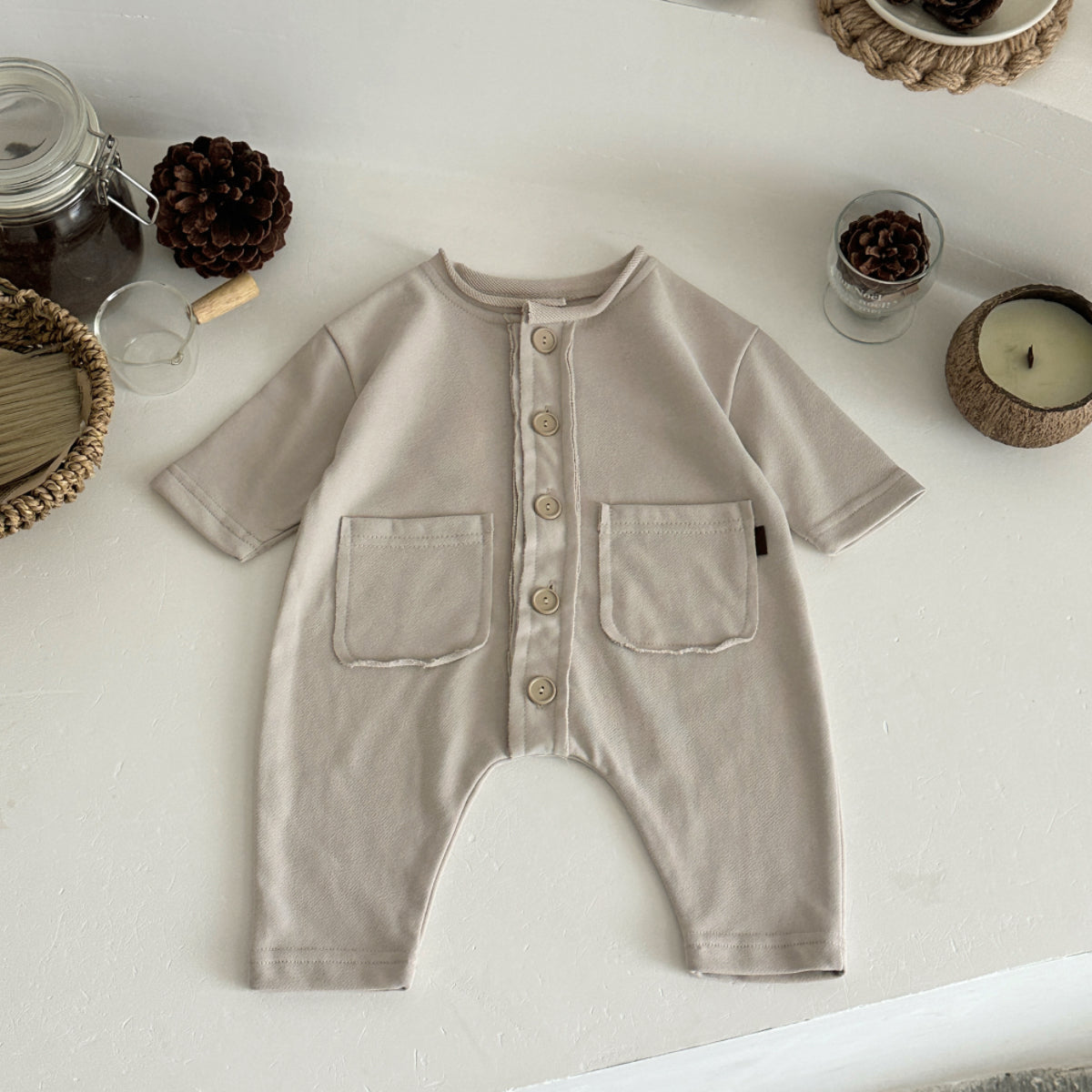 Baby Pocket Long Sleeve Cotton Blend Romper Jumpsuit 1-18Months