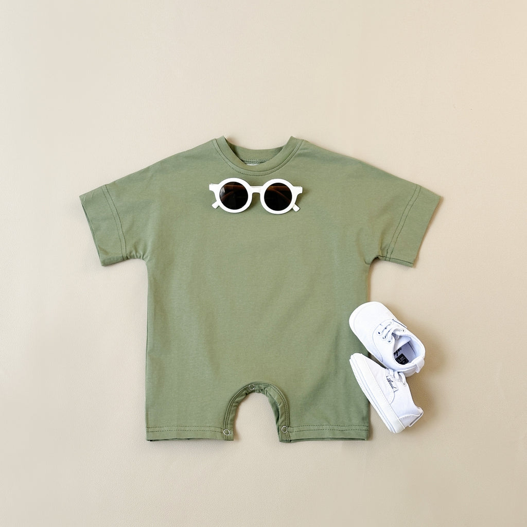 Solid Color Short Romper for Baby Boys & Girls, Summer