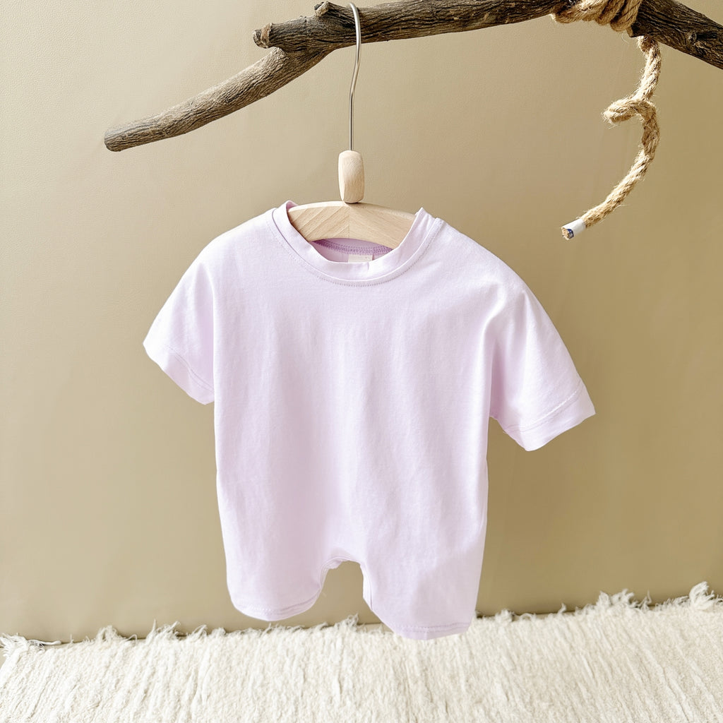 Solid Color Short Romper for Baby Boys & Girls, Summer