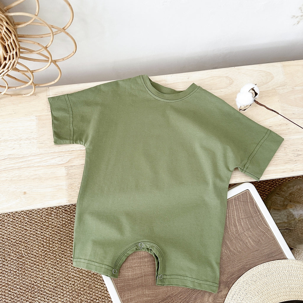 Solid Color Short Romper for Baby Boys & Girls, Summer