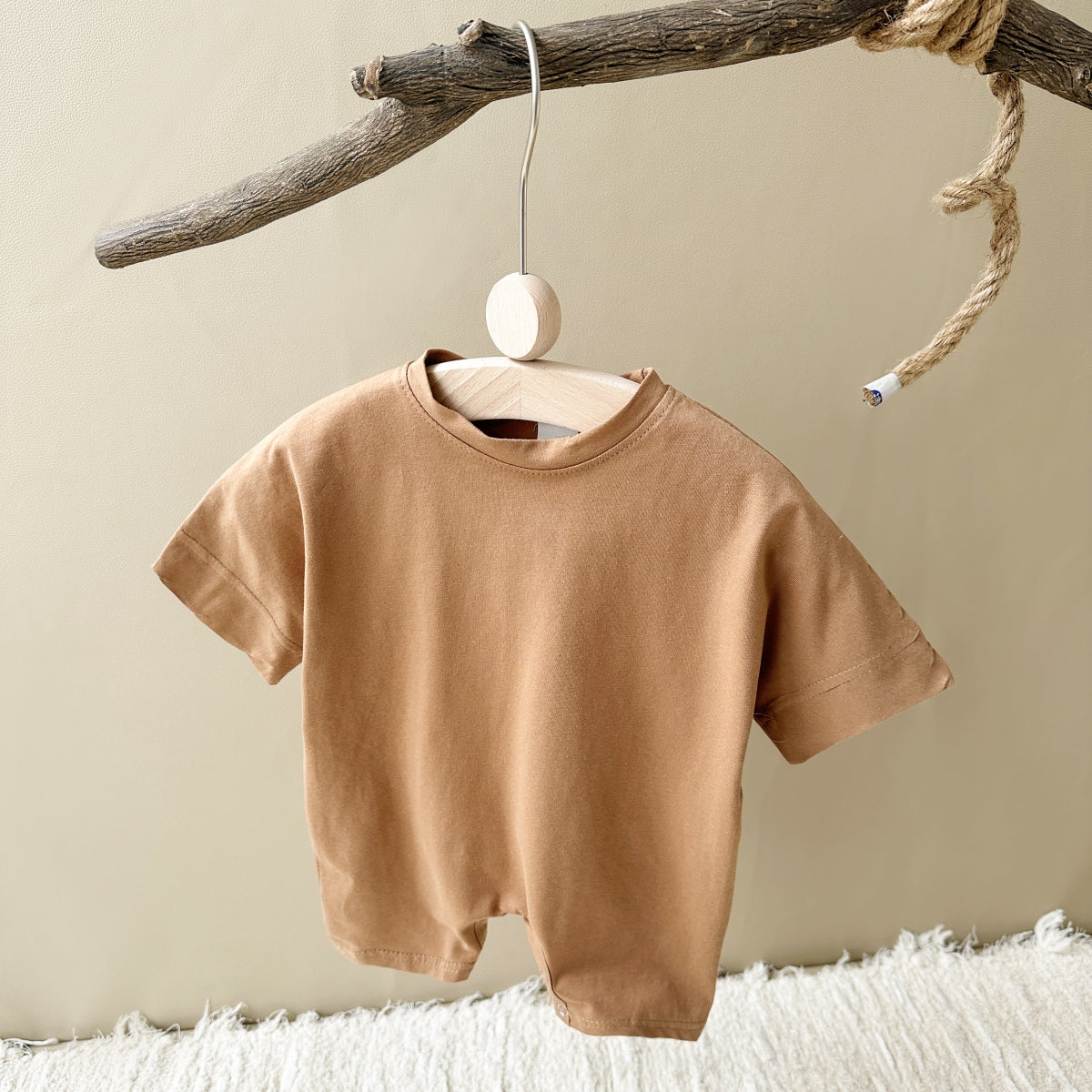 Solid Color Short Romper for Baby Boys & Girls, Summer