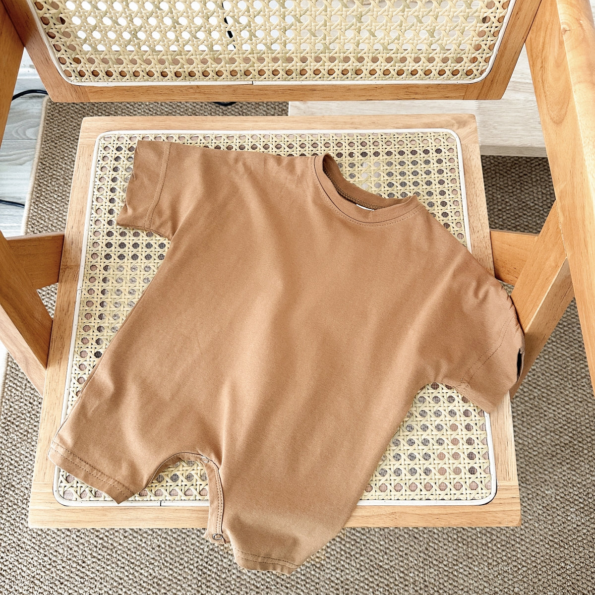 Solid Color Short Romper for Baby Boys & Girls, Summer