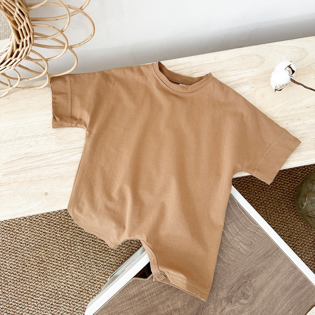 Solid Color Short Romper for Baby Boys & Girls, Summer