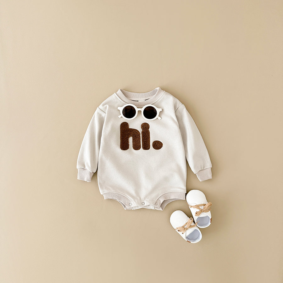 Neutral baby letter embroidered long sleeved jumpsuit 1-18 months