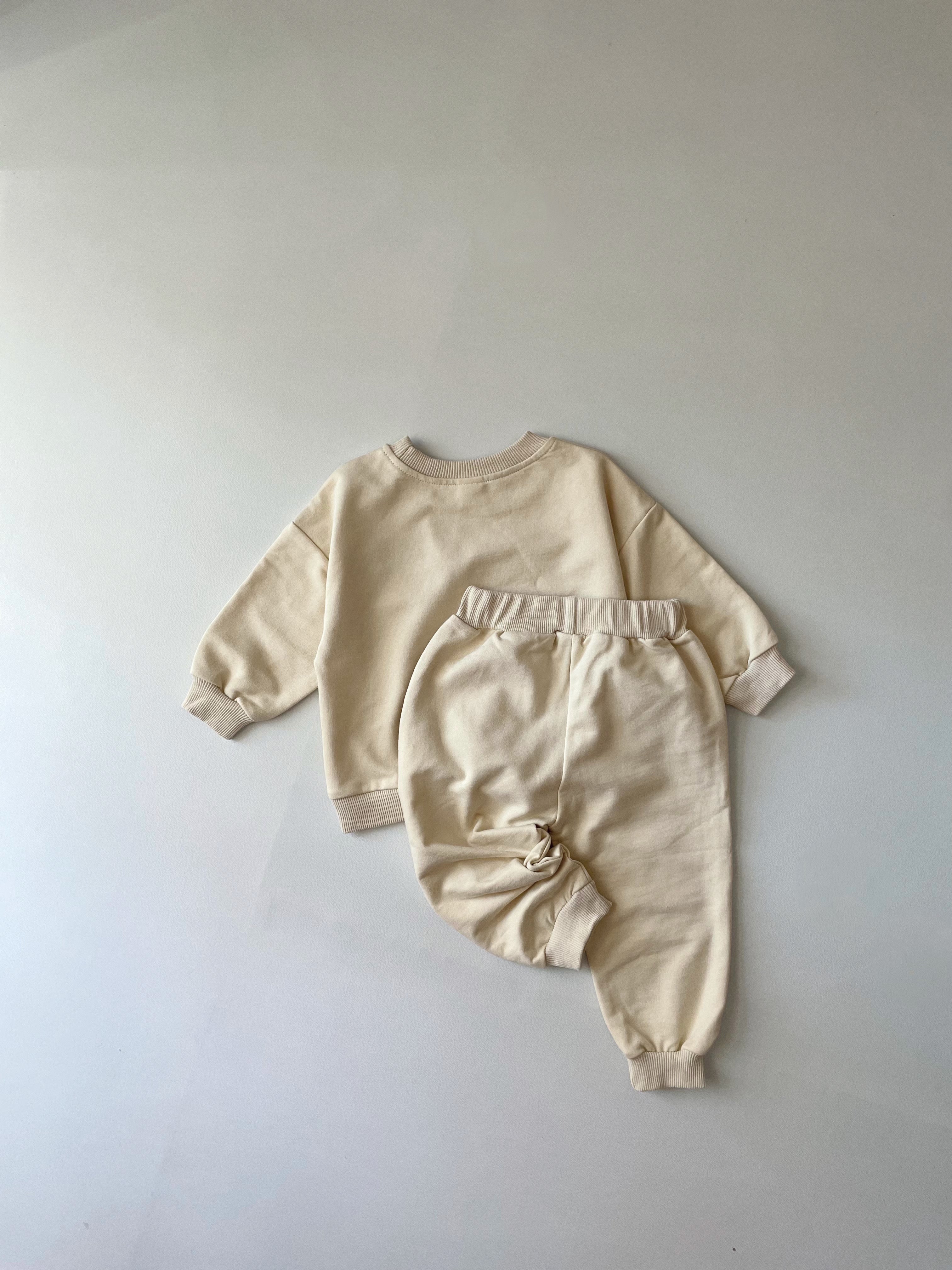 Ins Solid Toddler Two Piece Set Fleece Fish Embroidery Baby Clothes
