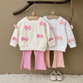 Baby Girl Bow Print Long Sleeve Top and Pants Set Spring Autumn 0-3 Years Old