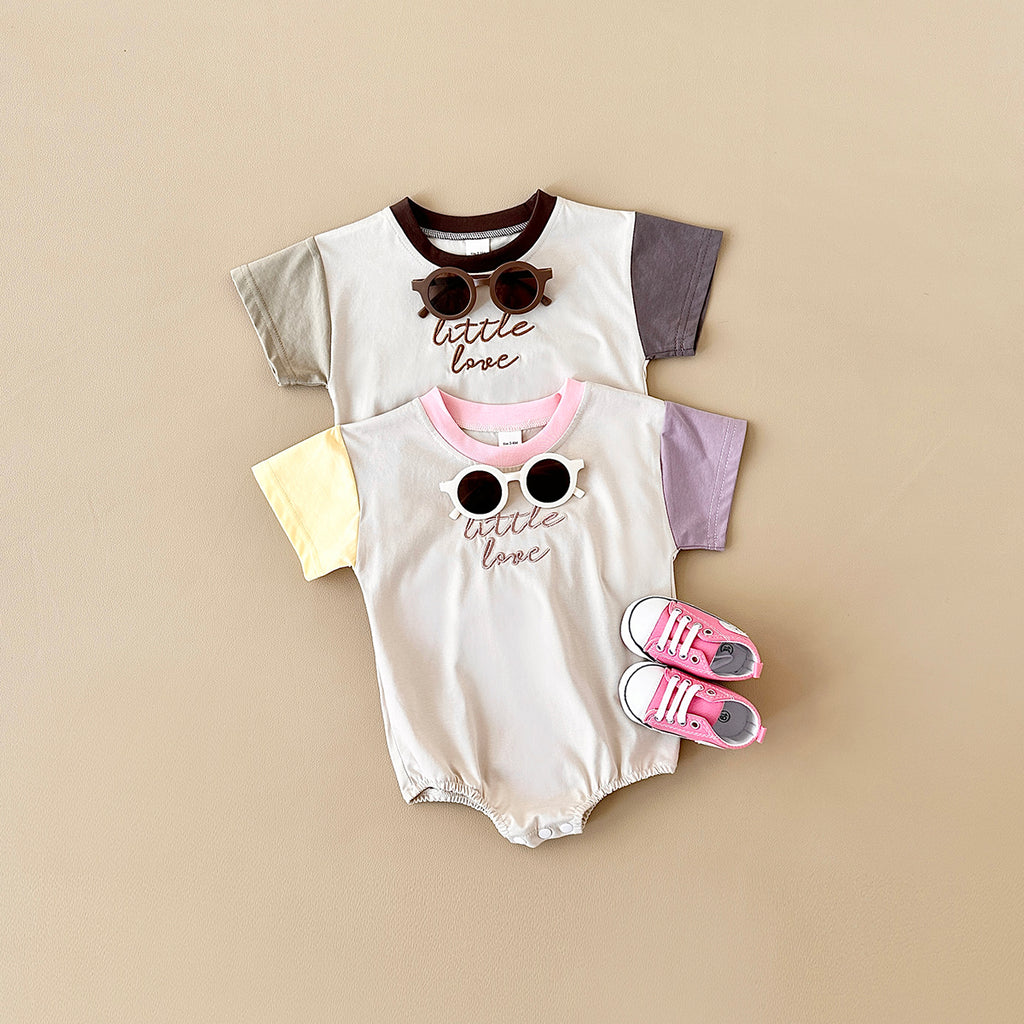Summer Little Love Color Block Sleeve Romper
