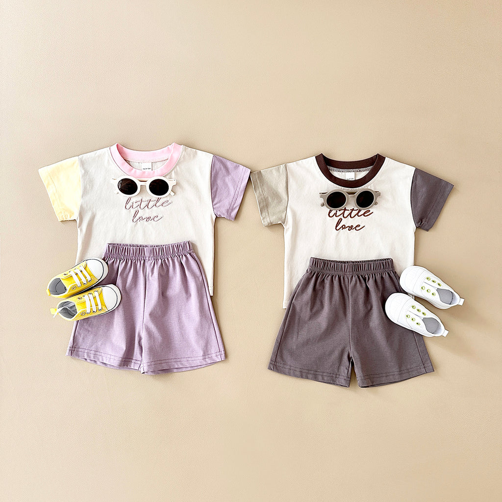 Summer Casual Color Spliced Short Sleeve Set