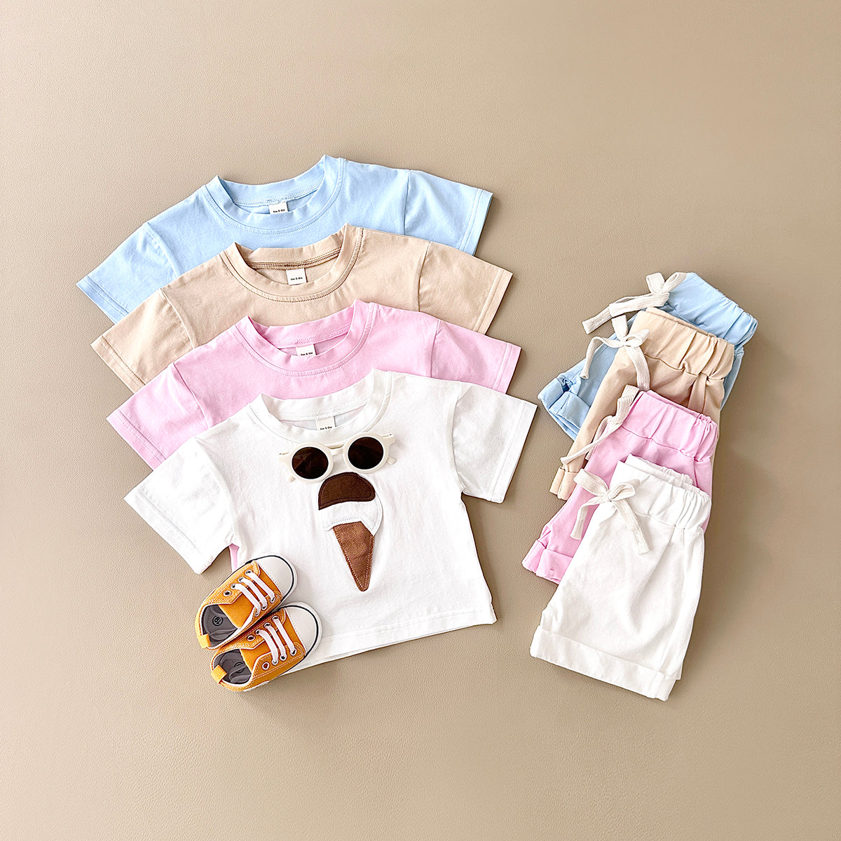 Cute Ice Cream Cone Summer 2-Piece Set for Baby Girls