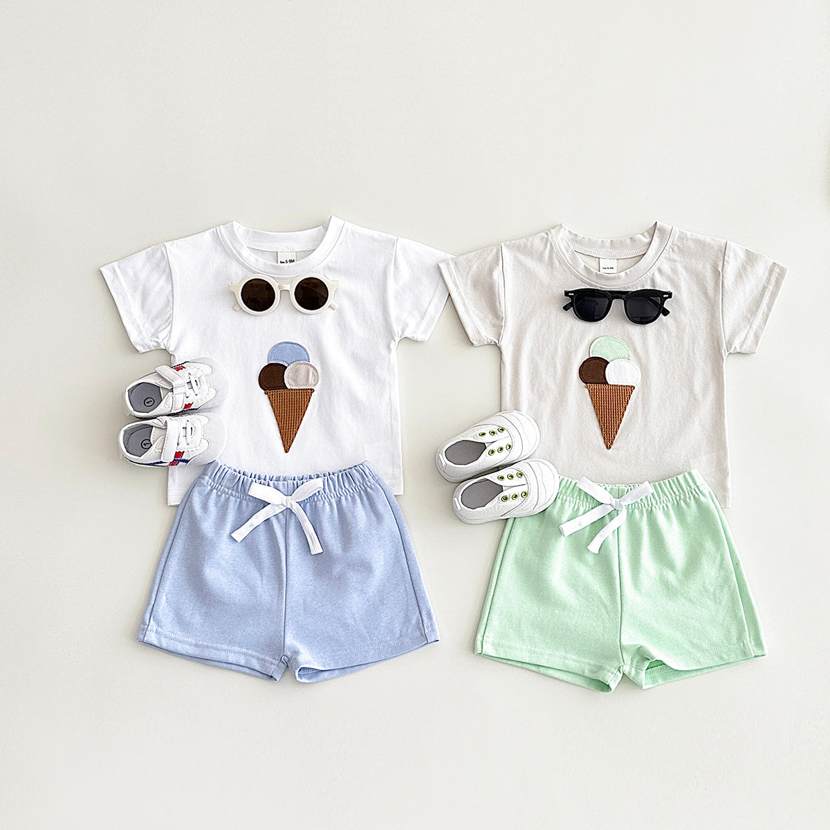 Cute Cartoon Ice Cream Cone Summer 2-Piece Set