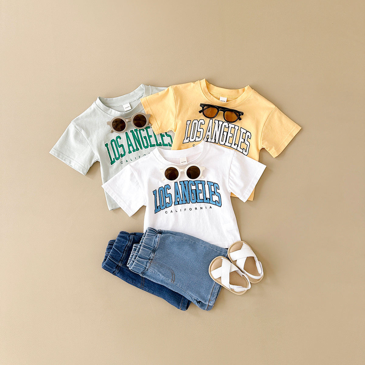 Summer Casual Letter Print Short Sleeve T-shirt & Jeans