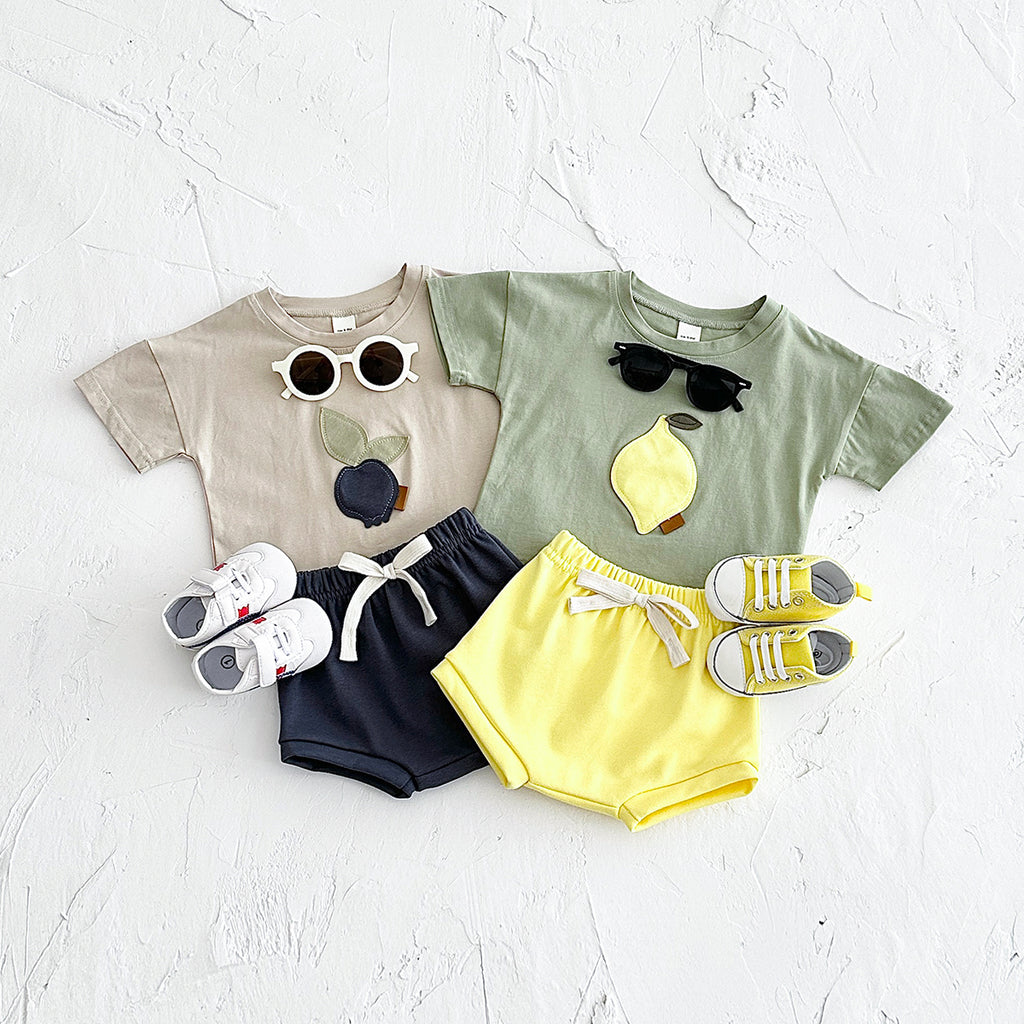 Cartoon Fruit Applique Summer 2-Piece Set