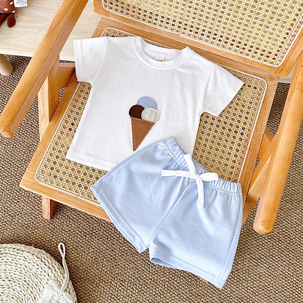 Cute Cartoon Ice Cream Cone Summer 2-Piece Set