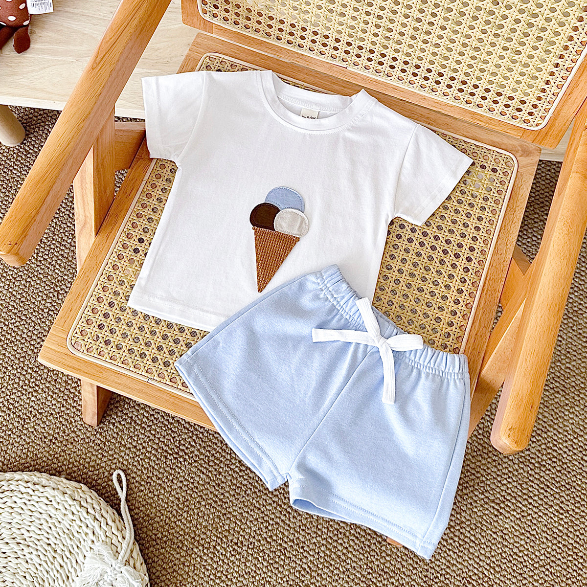 Cute Cartoon Ice Cream Cone Summer 2-Piece Set