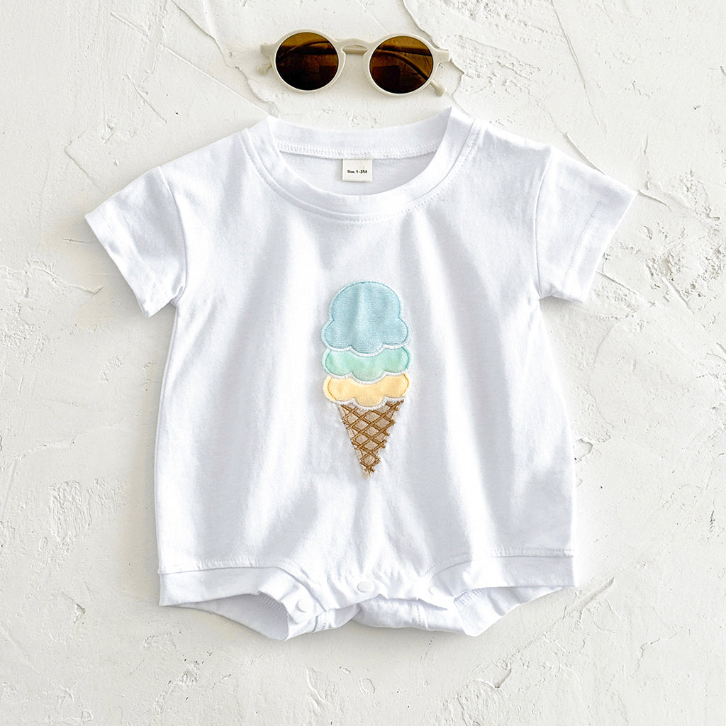 Summer Cute Cartoon White Ice Cream Print Set