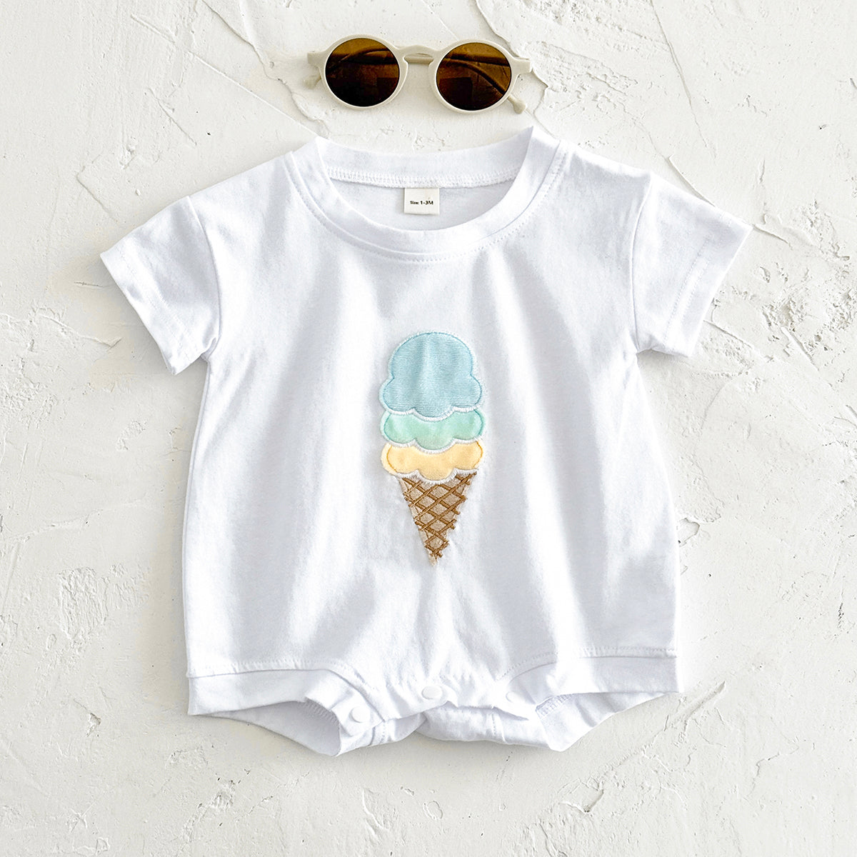 Summer Cute Cartoon White Ice Cream Print Set