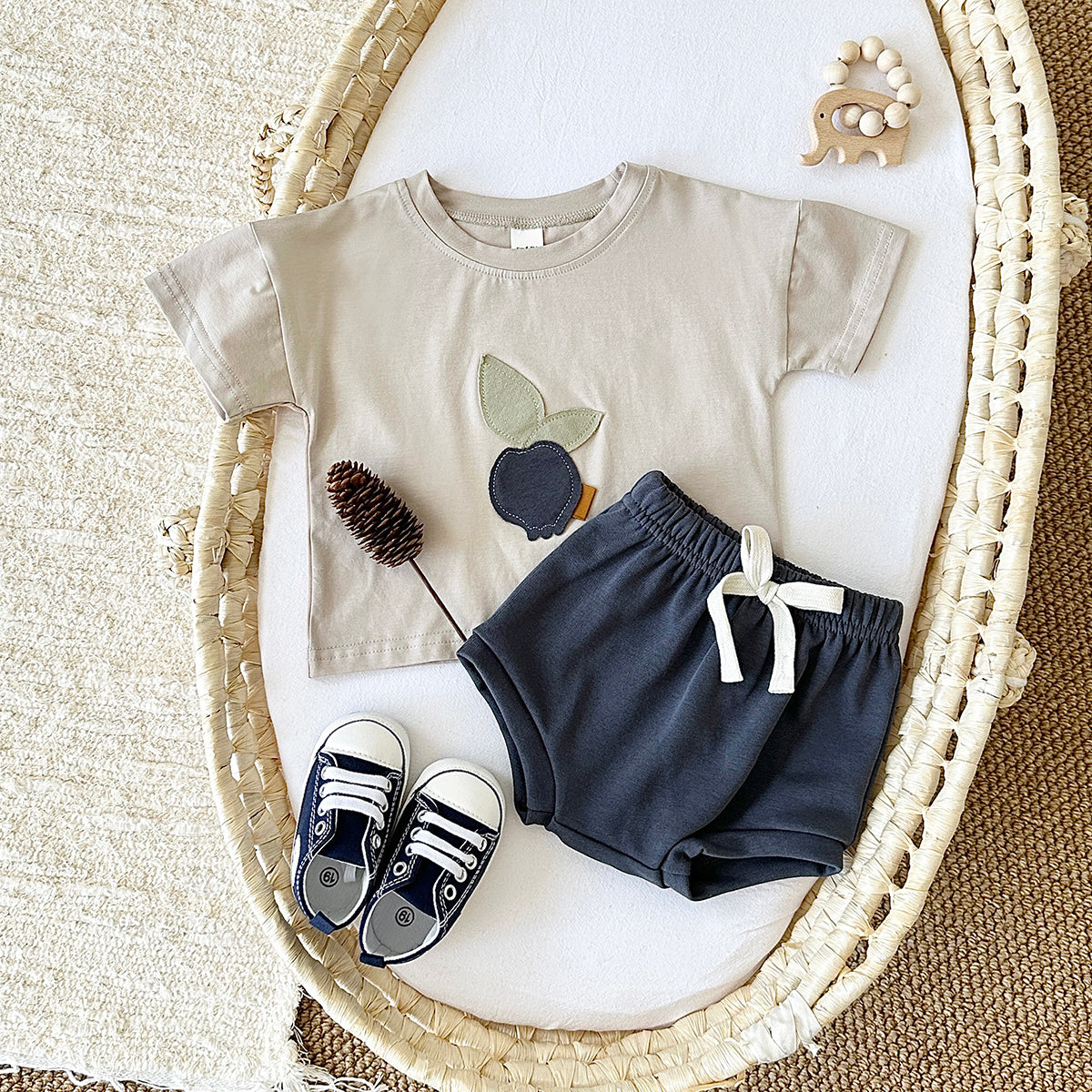 Cartoon Fruit Applique Summer 2-Piece Set