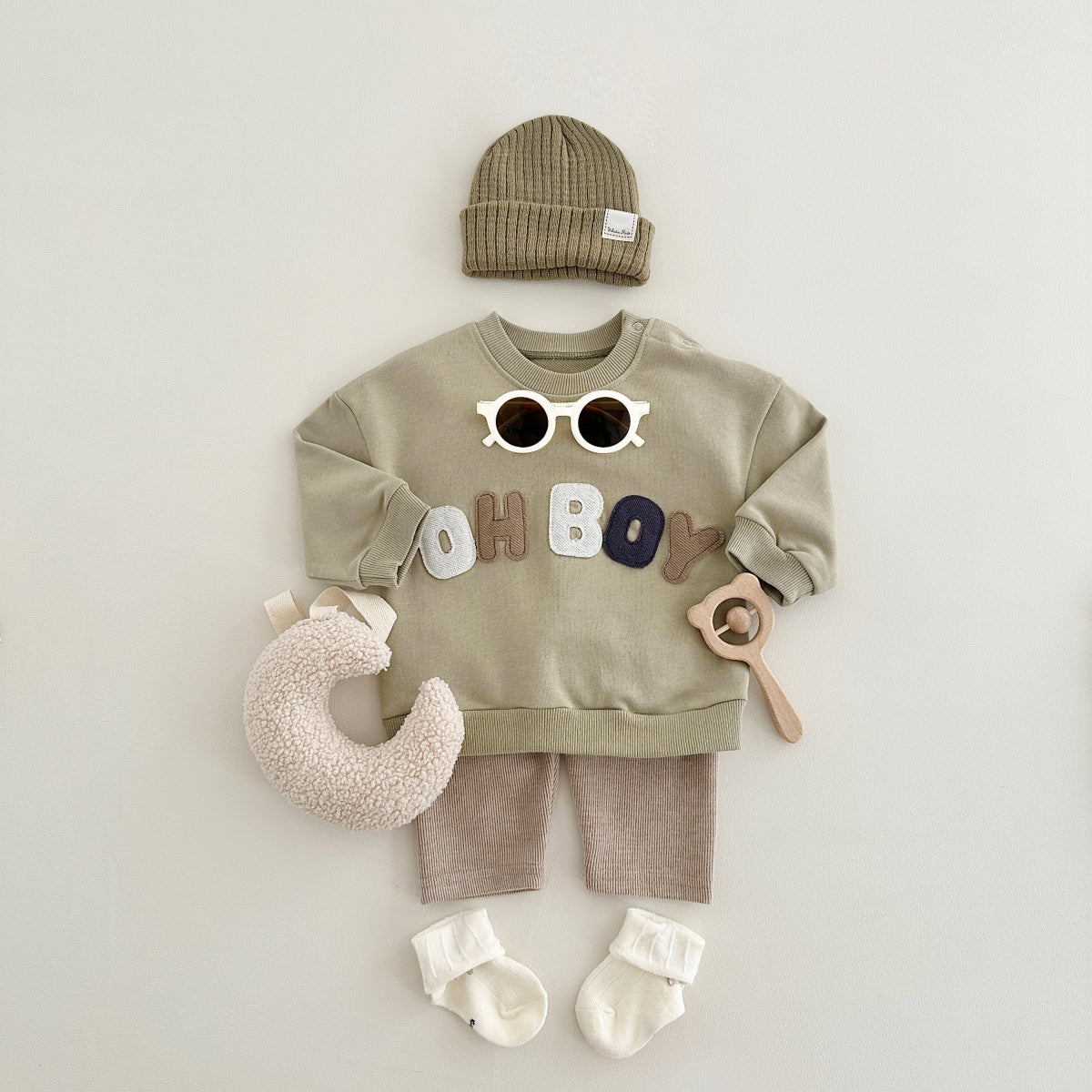 Neutral Baby Letter Pattern Sports Set 1-3 Years Old