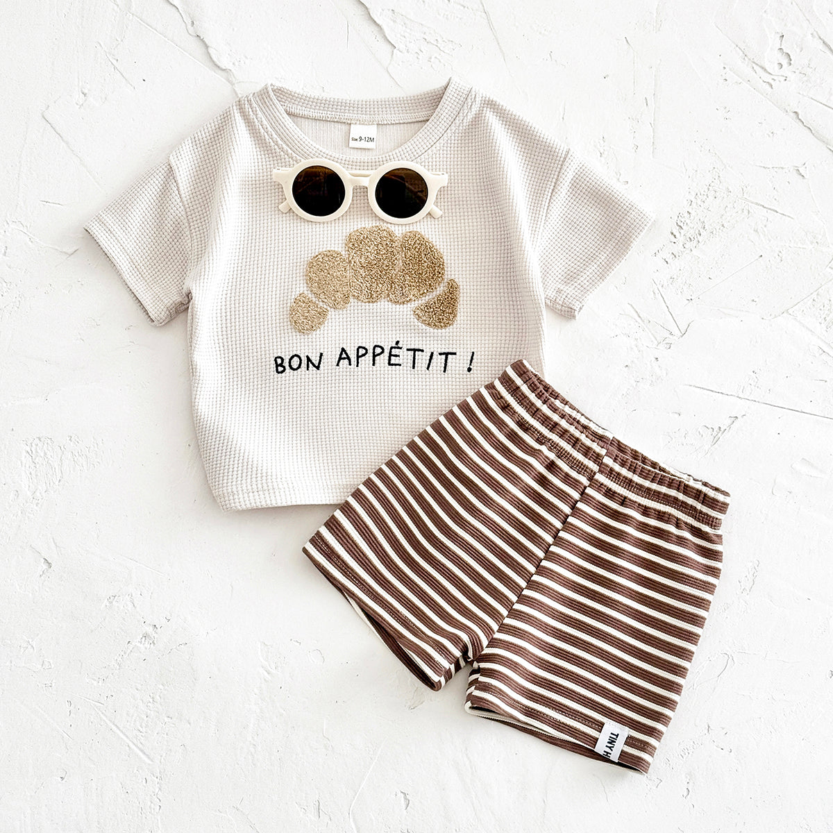Summer Casual Cookie Towel Embroidery Short Sleeve Set