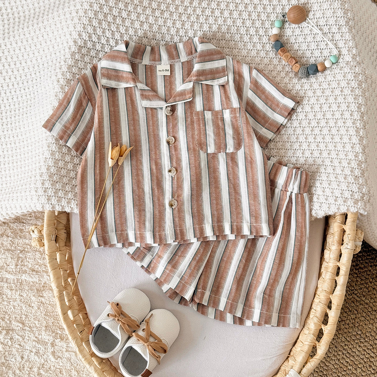 Handsome Striped Short Sleeve Set for Baby Boys