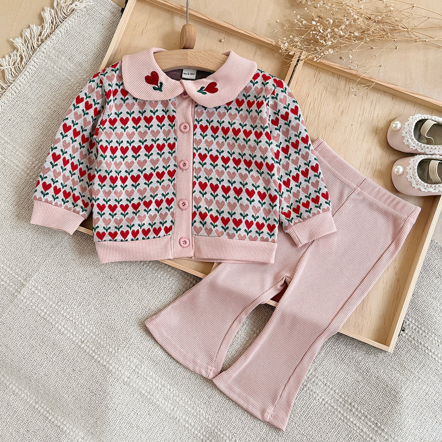 Baby girl flower long sleeved pants set