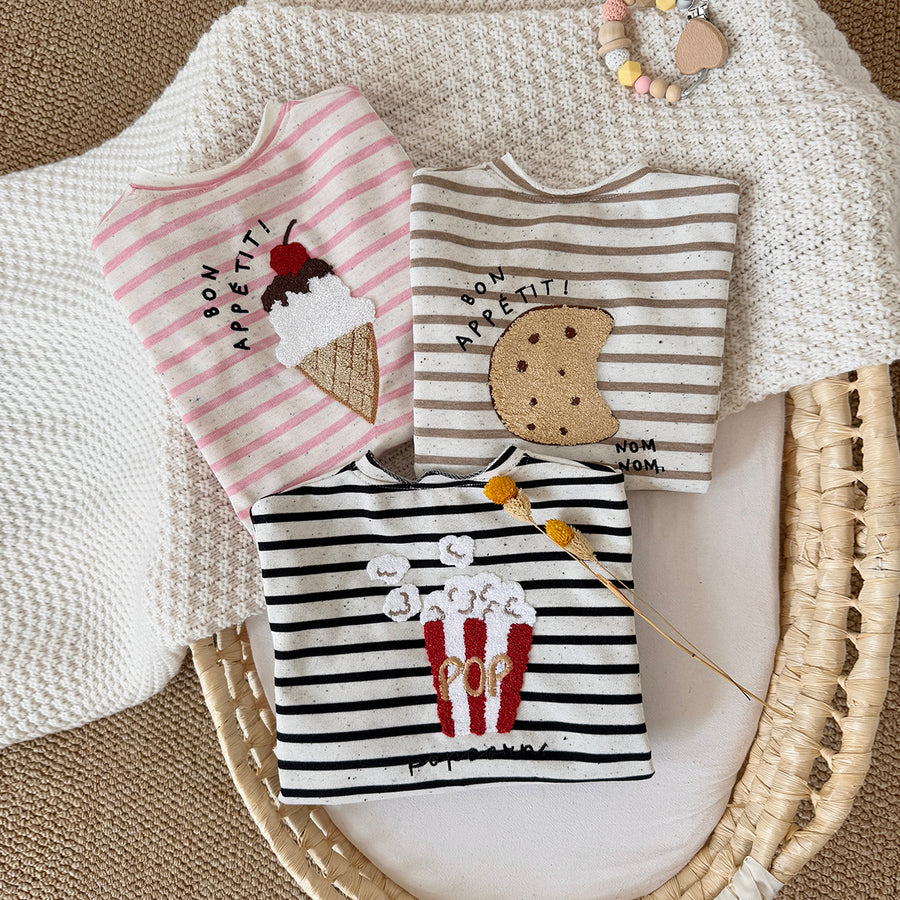 Baby Long Sleeve Food Embroidered Jumpsuit Romper 1-18 Months