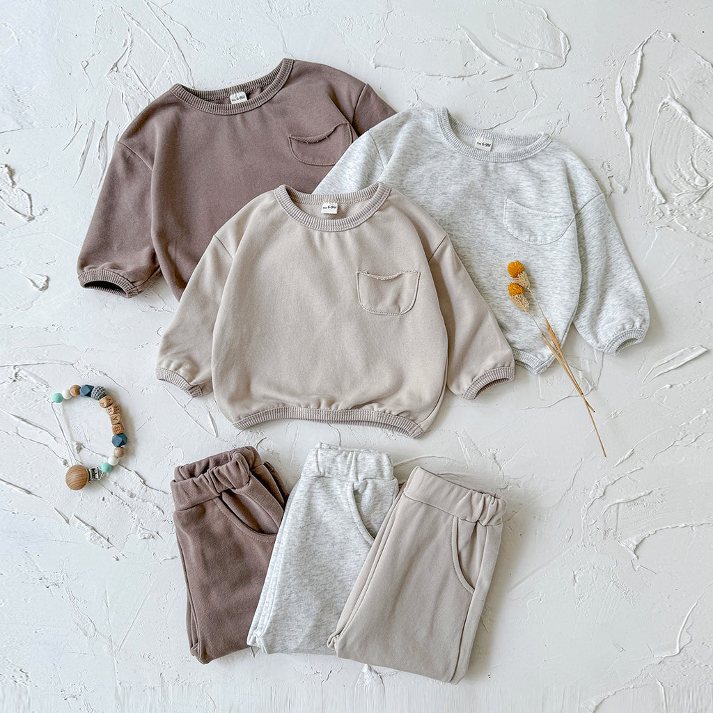 Baby Cotton Blend Long Sleeve Pocket Top and Pants Set Spring Autumn 6Months-3years
