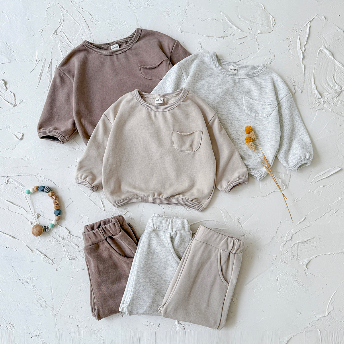 Baby Cotton Blend Long Sleeve Pocket Top and Pants Set Spring Autumn 6Months-3years