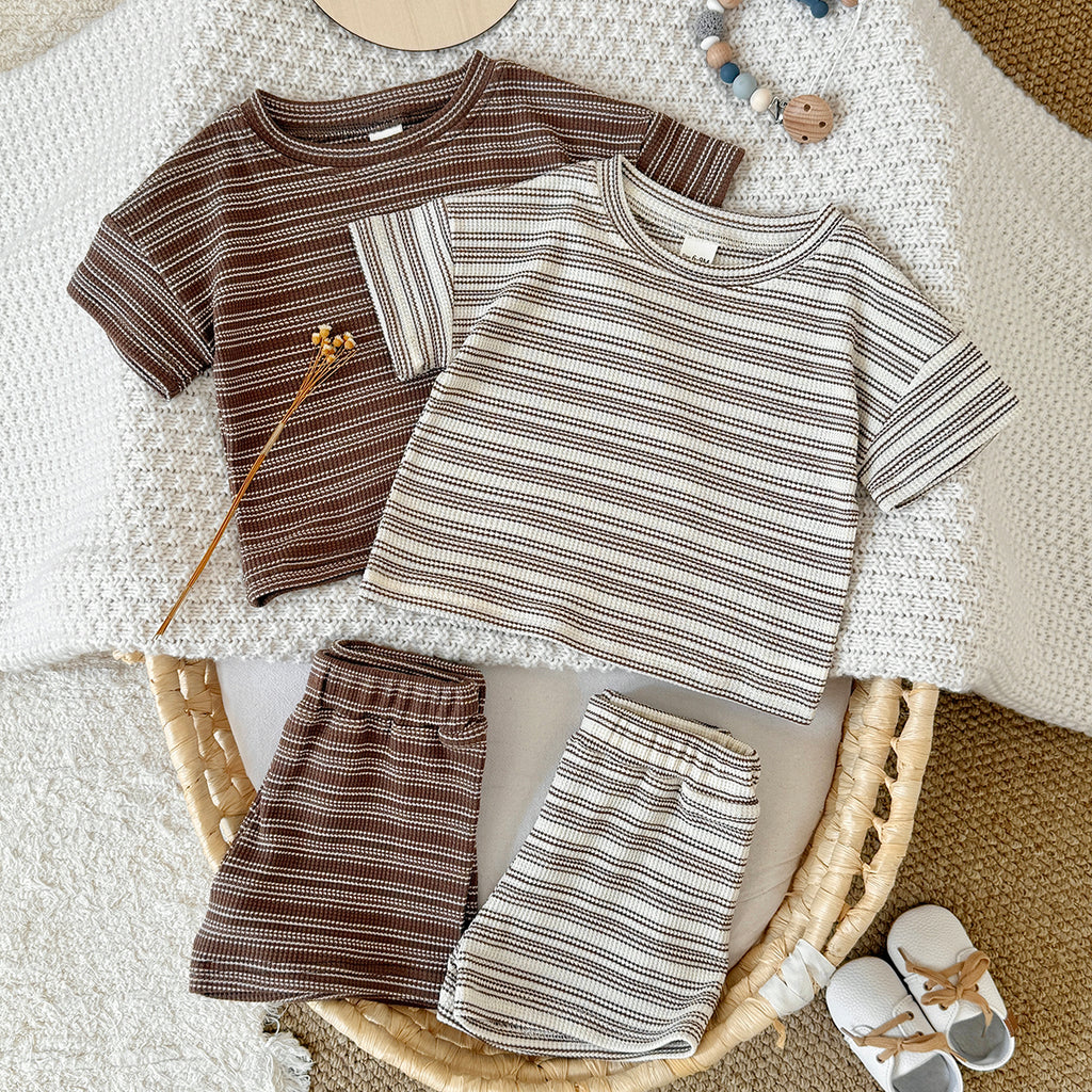 Baby Waffle Striped Short Set