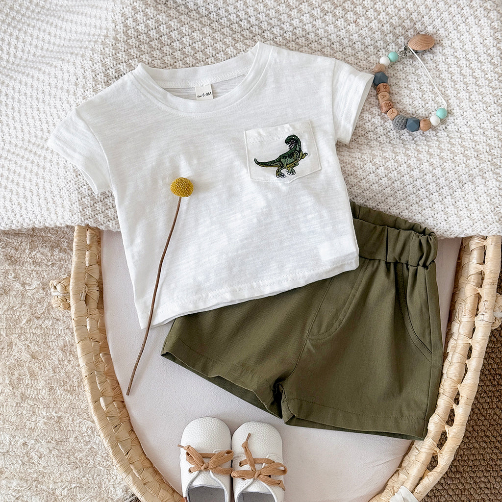 Summer T-Rex Short Sleeve Set for Baby Boys