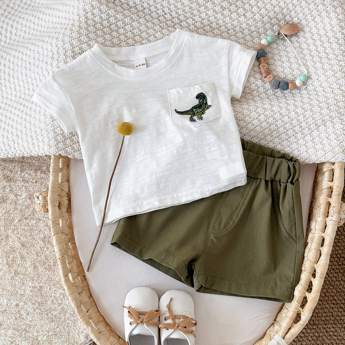 Summer T-Rex Short Sleeve Set for Baby Boys
