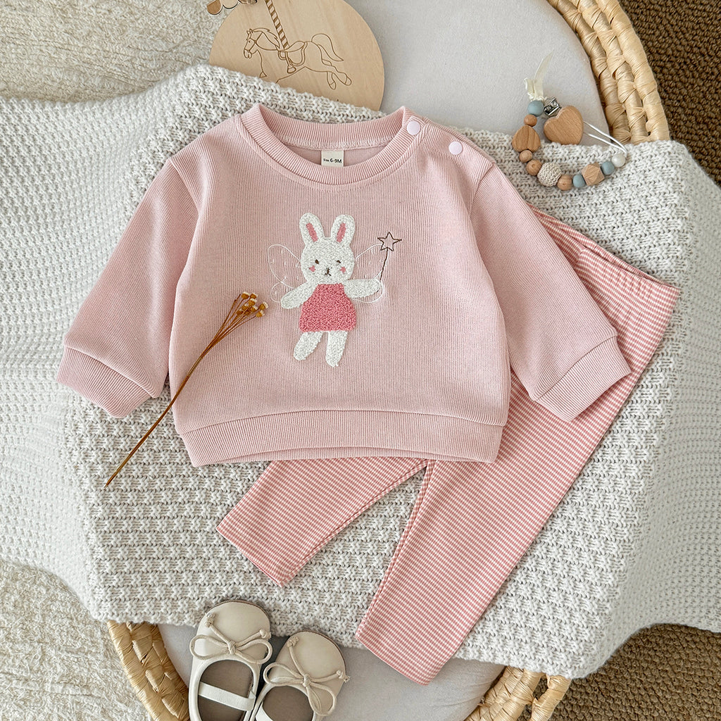 Bunny Towel Embroidery Set for Baby Girls, Spring Autumn