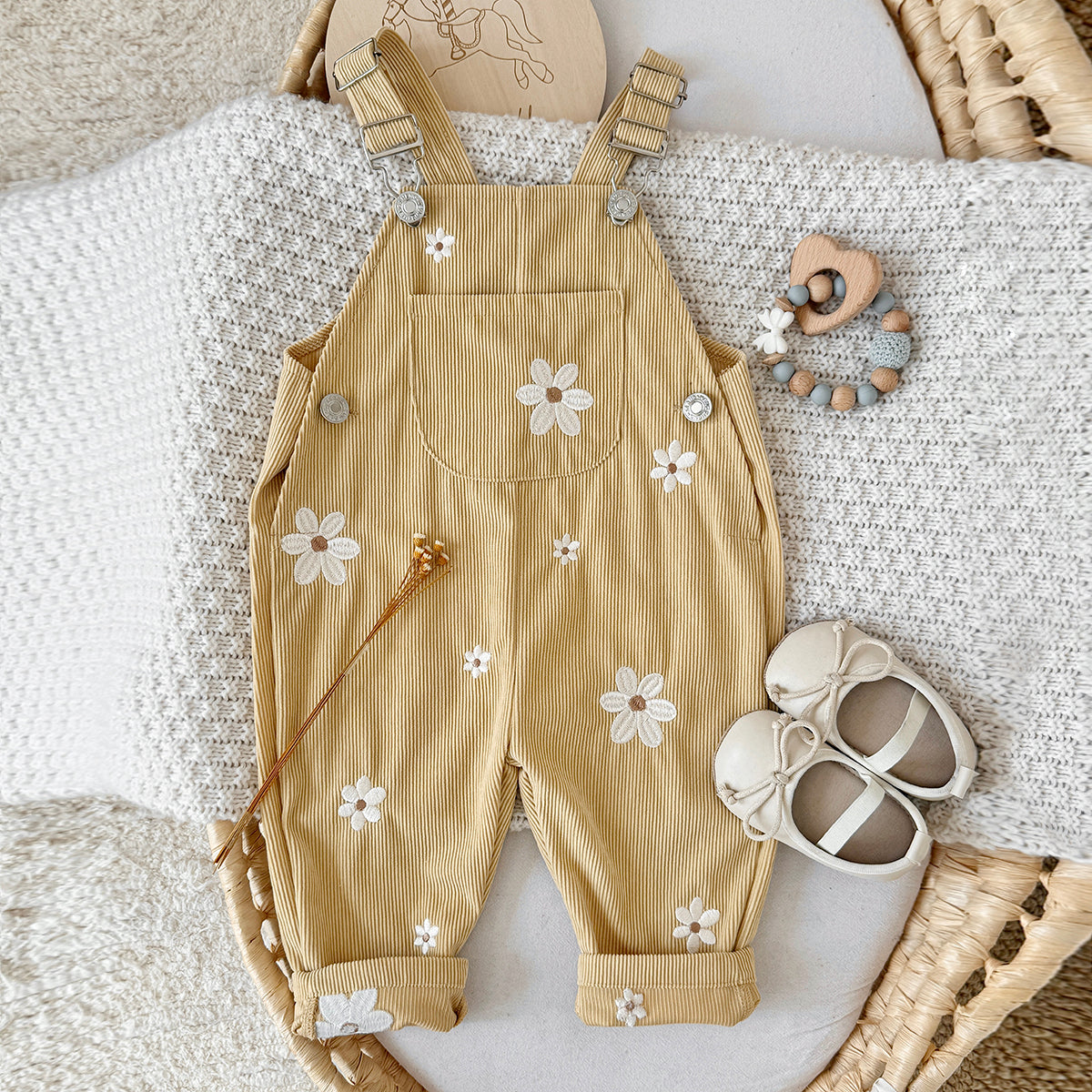 Women's and Baby Floral Embroidered Fleece Wraparound Pants 0-3 Years Old