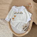Baby Girl White Flower Embroidered Long Sleeve Set 0-3 Years Old