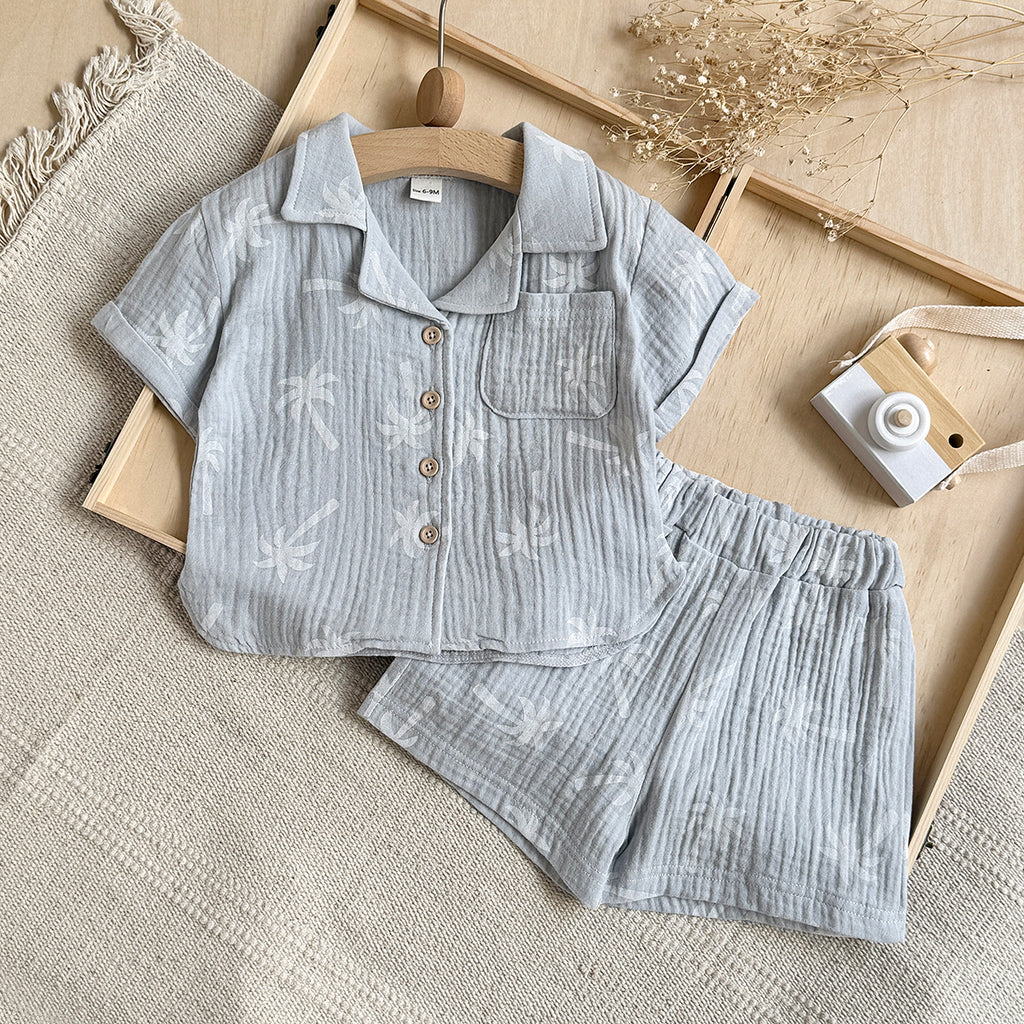 Baby Tropical Palm Tree Muslin Summer Two-Piece Set