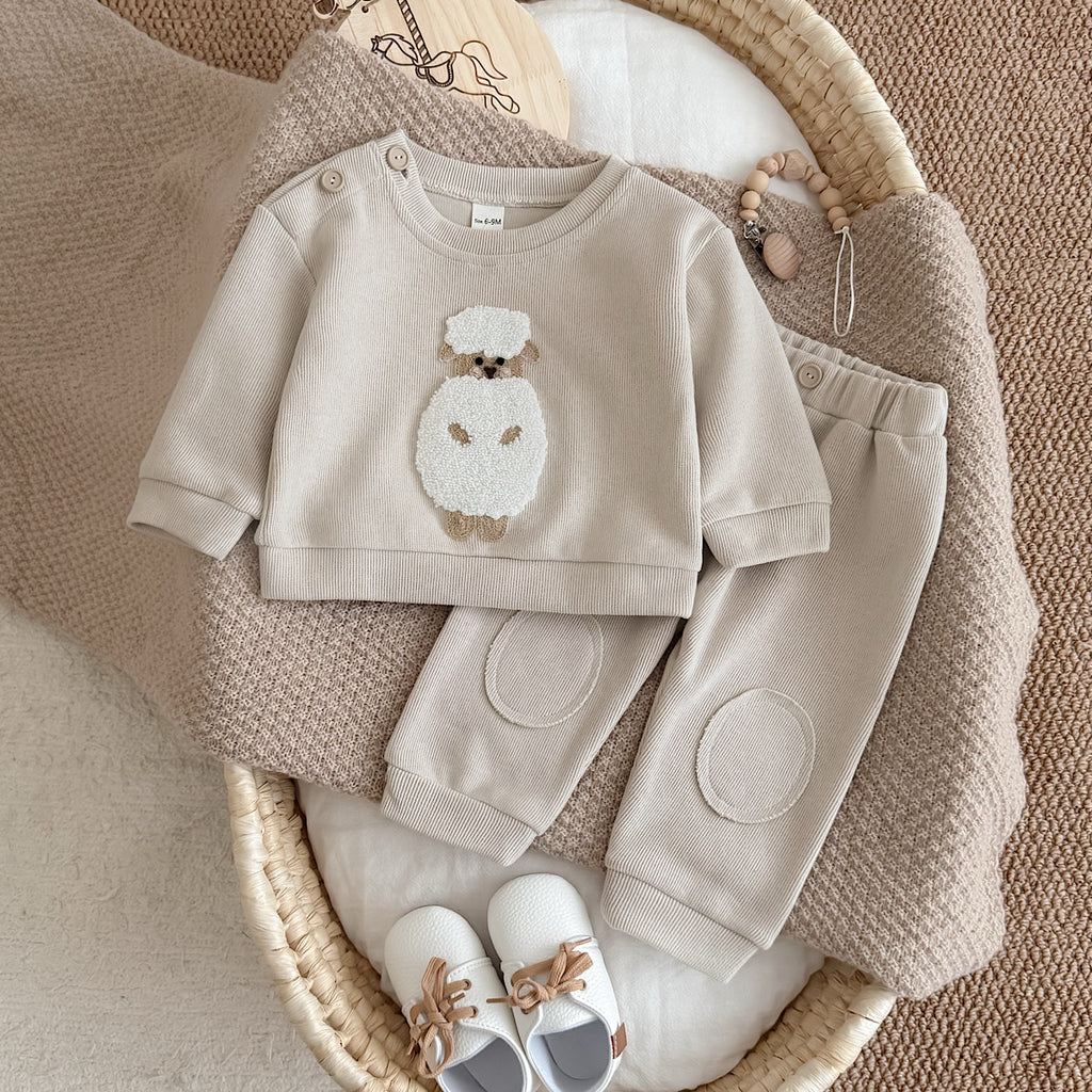 Lamb Towel Embroidery Set for Spring Autumn