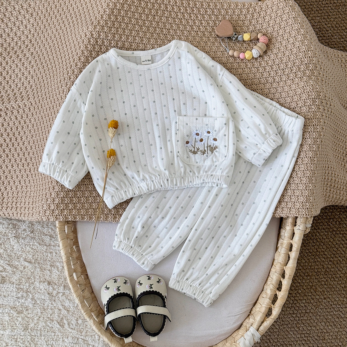 Baby Girl Polka Dot Print Short Sleeve Top and Shorts Set Summer 6Months-3years