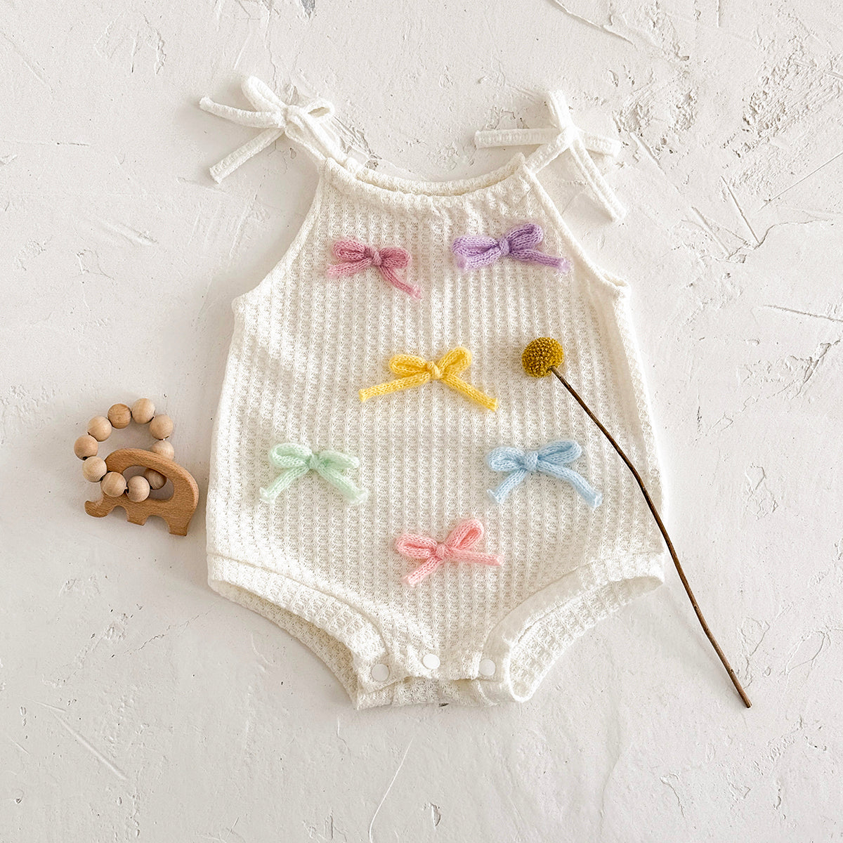Summer Bow Tie Strap Romper for Baby Girls
