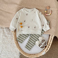 Baby girl floral embroidery pants set for ages 0-3