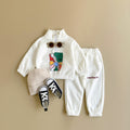 Neutral baby print pattern winter set for 1-4 years old