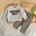 Baby Boy MAMA'S BOY Towel Embroidery Sweatshirt Pants Set